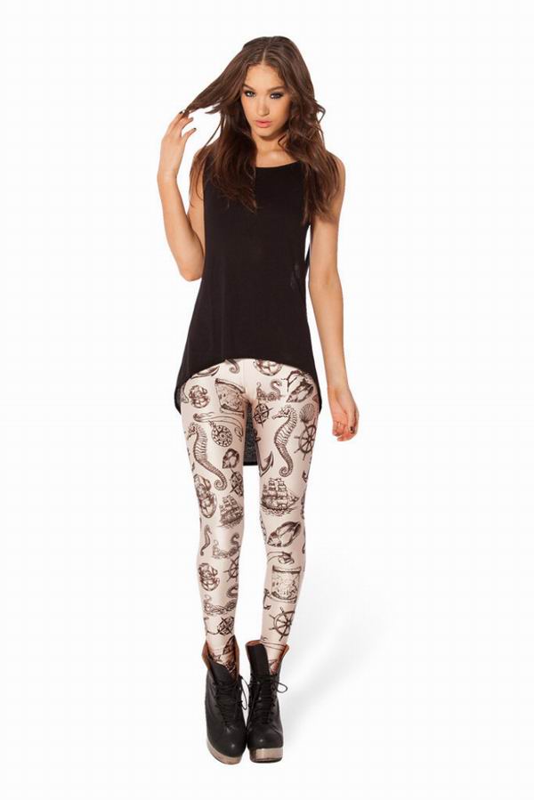 F33087  Apricot Nautical Leggings with Digital Print